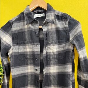 Abercrombie Kids Black and Cream Plaid Button-Down Shirt